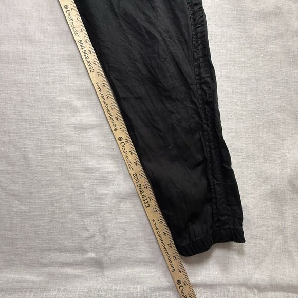 Athleta Cabo Linen Jogger Pants Tapered Drawstring Chambray Black Womens Size 14 - Picture 5 of 7